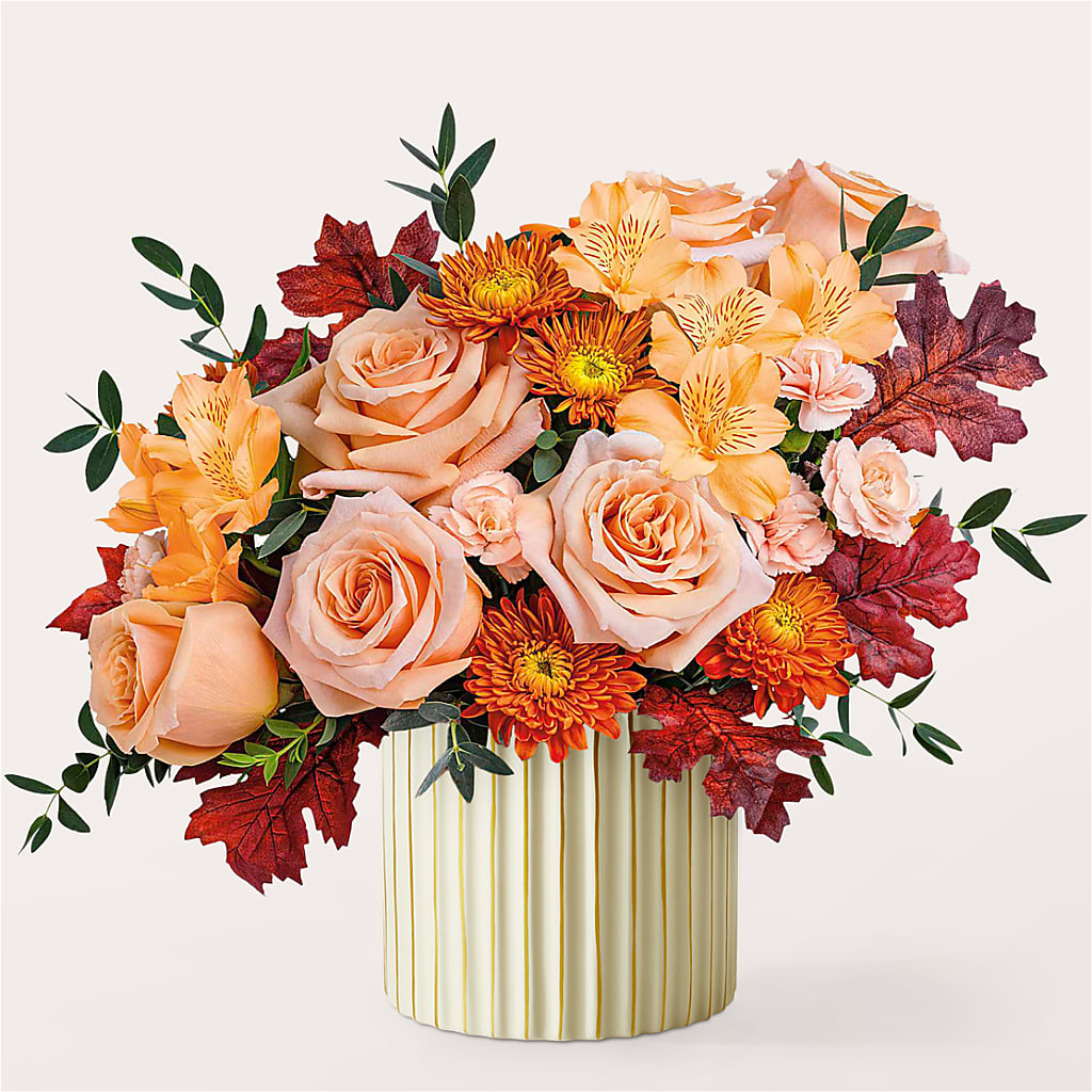 Spiced Latte Bouquet with Ivory Vase – Catta Flowers Llc, Kennedale TX