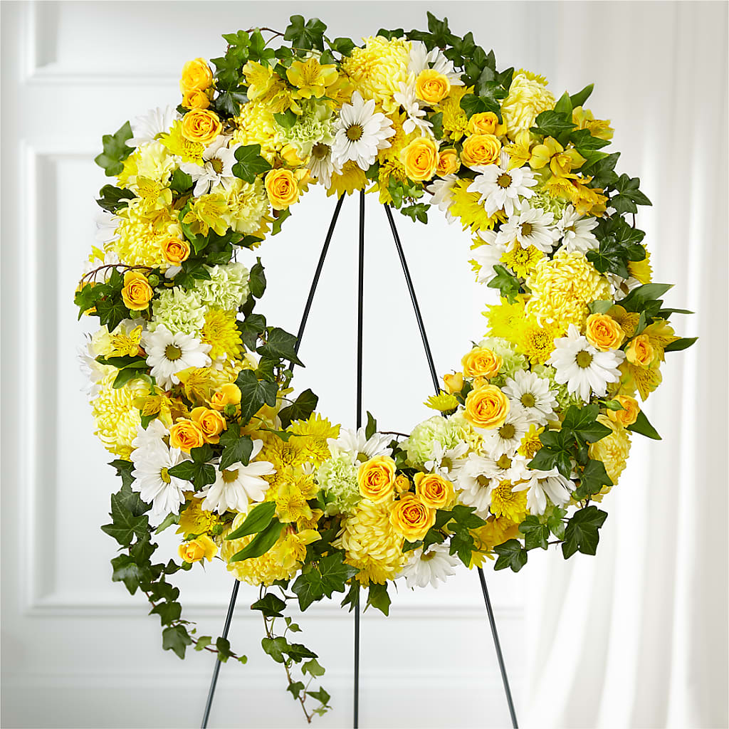 Golden Remembrance Wreath –  Catta Flowers Llc, Kennedale TX