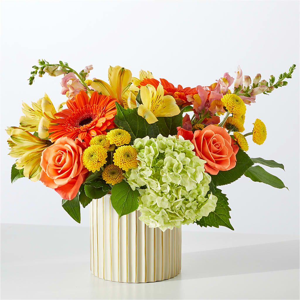 Autumn Sunshine Bouquet with Ivory Vase –  Catta Flowers Llc, Kennedale TX