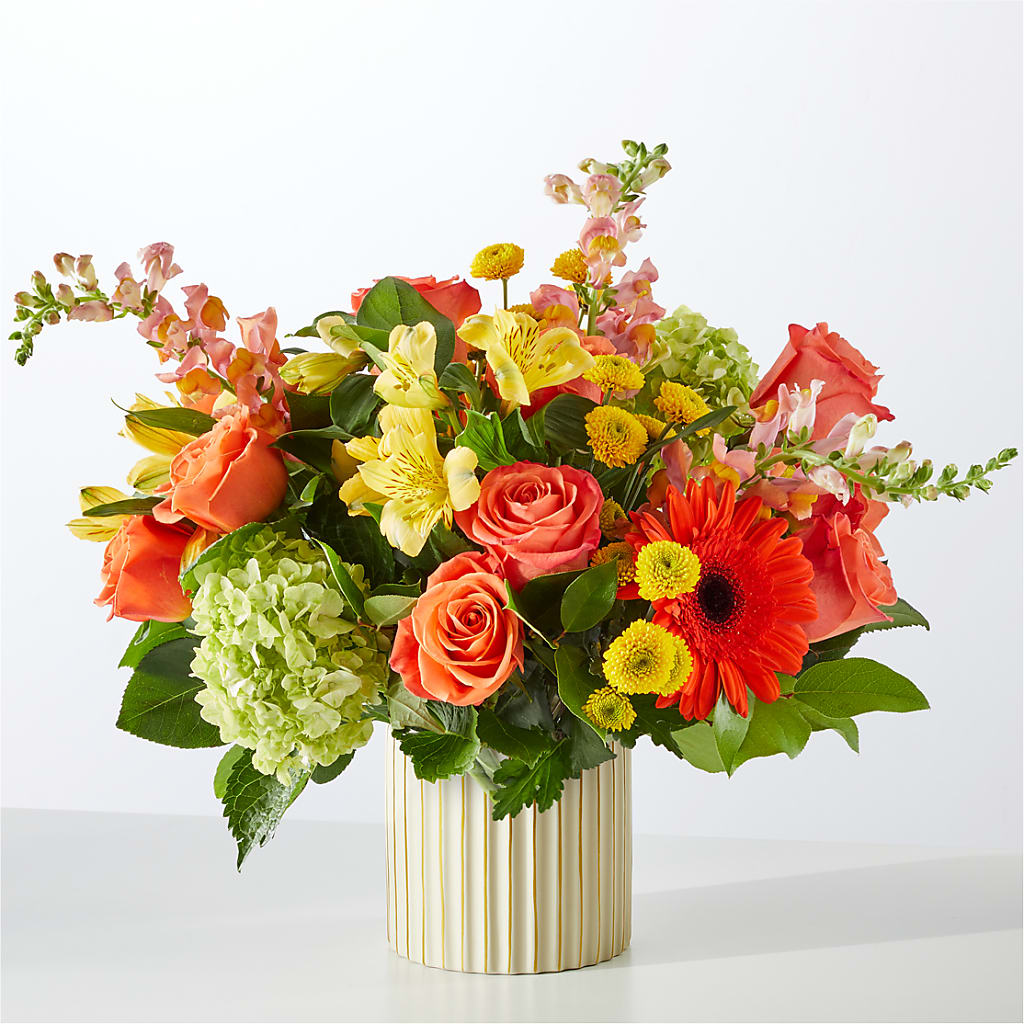 Autumn Sunshine Bouquet with Ivory Vase –  Catta Flowers Llc, Kennedale TX