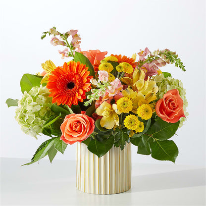 Autumn Sunshine Bouquet with Ivory Vase –  Catta Flowers Llc, Kennedale TX