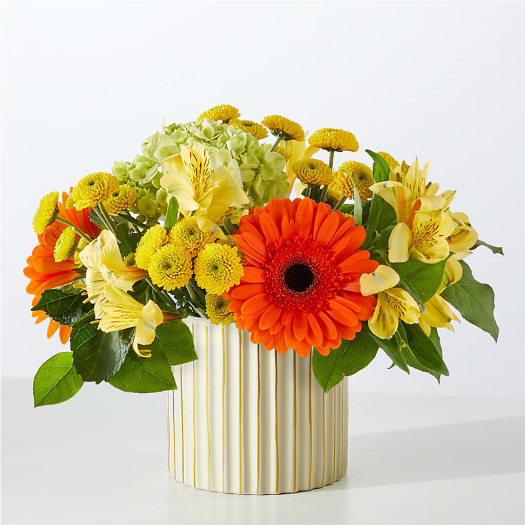 Autumn Sunshine Bouquet with Ivory Vase –  Catta Flowers Llc, Kennedale TX